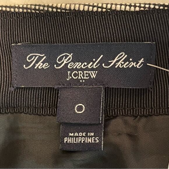 J Crew Classic Black Cream Stripe Academia Office Career Pencil Skirt NWT Size 0 - Picture 7 of 10